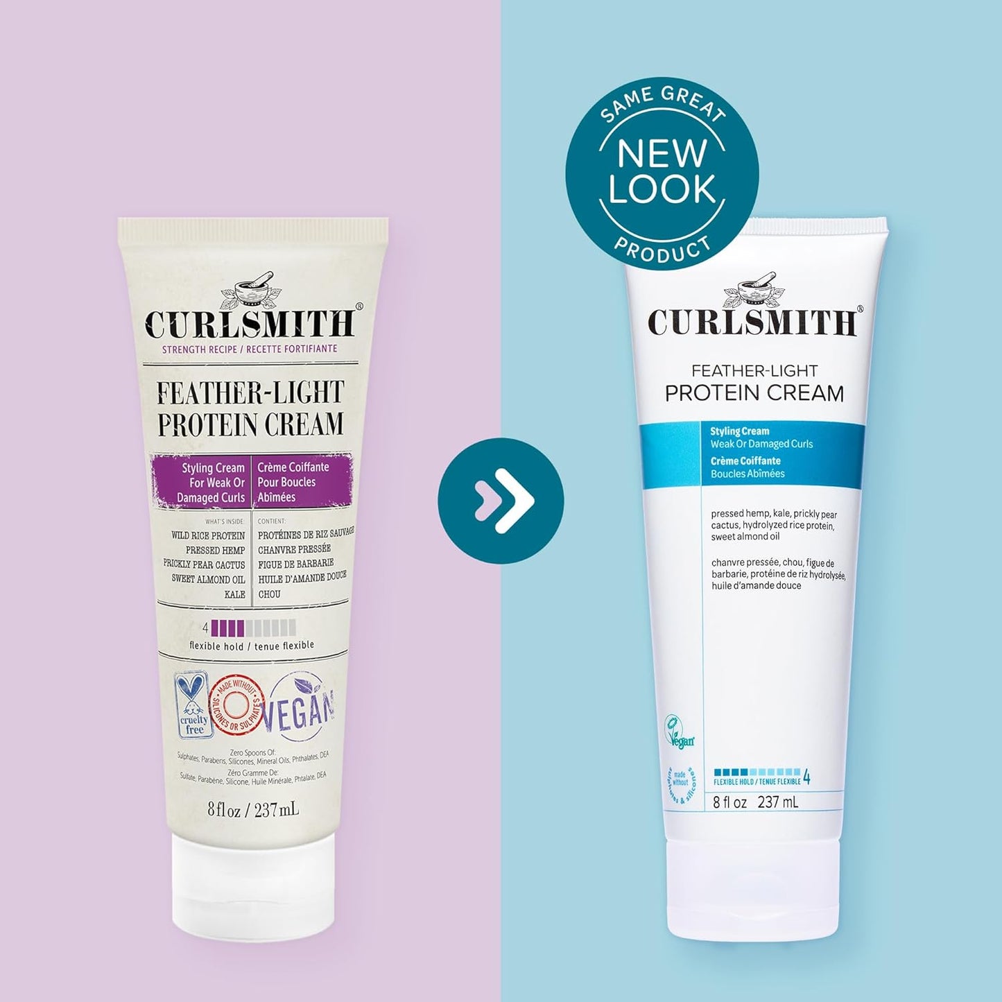 Feather Light Protein Cream - Flexible Hold Curl Cream for All Curl Types | Vegan & Cruelty-Free (8 oz)