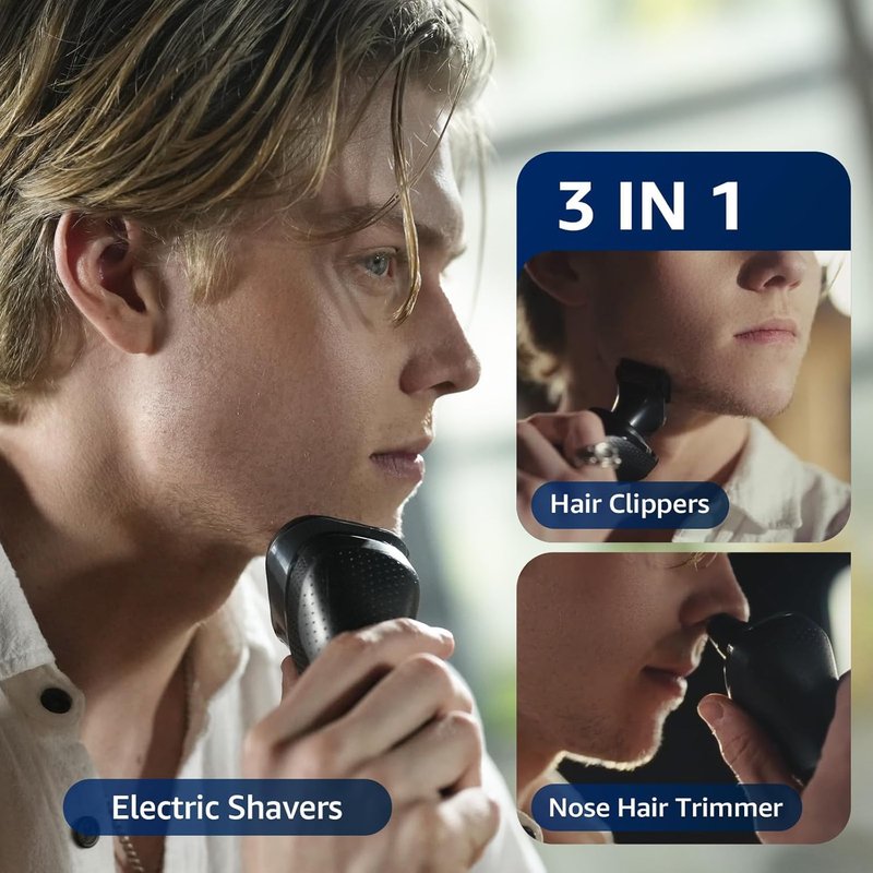 Precision Men's Shaver: The Strategist Waterproof Razor with Adjustable Speeds, Integrated Nose Hair Trimmer, and Cordless Convenience - Deep Grey