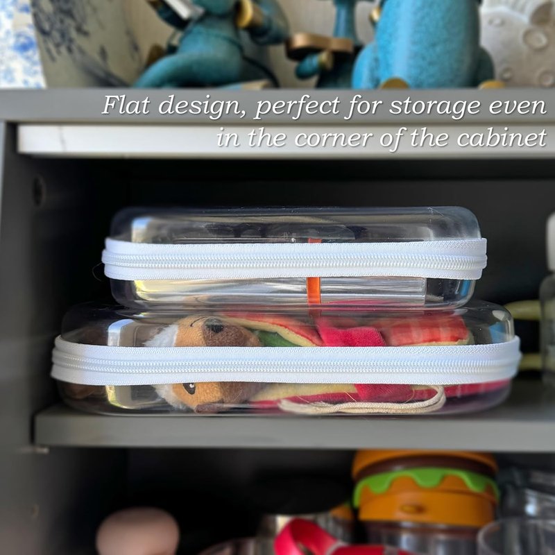 Clear Hard Zipper Case - Durable Storage Pouch for Snacks & Toys | Travel Organizer
