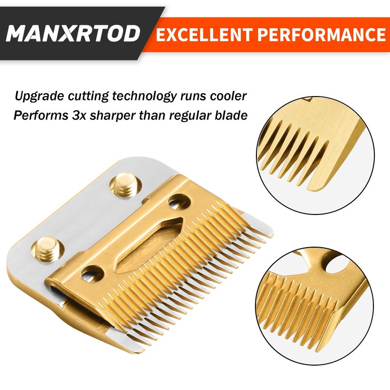 FX8010G Replacement Fade Clipper Blade Fits for BaBylissPRO FX870, FX890, FX825, FX673 Models, Gold Titanium Replacement Blade Compatible with Babyliss Clipper Blades, Gold