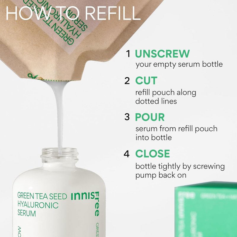 Innisfree Green Tea Seed Hydrating Serum - Korean Face Serum with Hyaluronic Acid & Niacinamide for Glowing Skin | Available in Refill & Sets