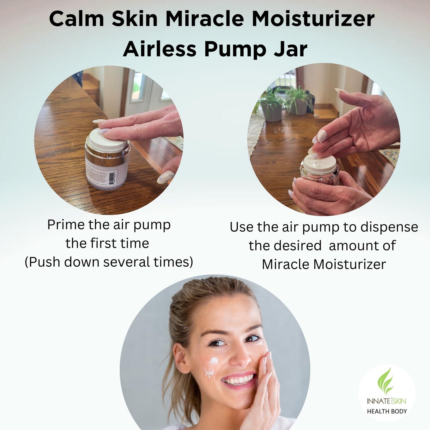 Innate Skin Calm Skin Face Moisturizer with Hyaluronic Acid, Collagen & Red Marine Algae 1.7oz Air Pump