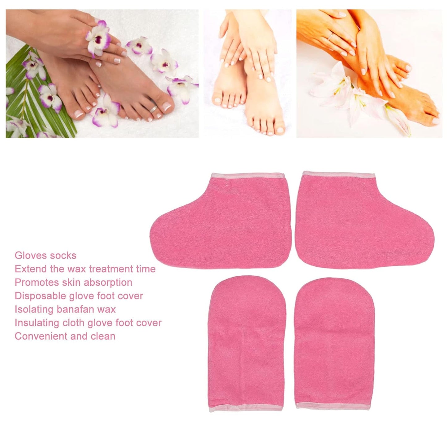Paraffin Wax Hand & Foot Spa Care Set - Flannel Gloves, Socks, Brush & Shovel