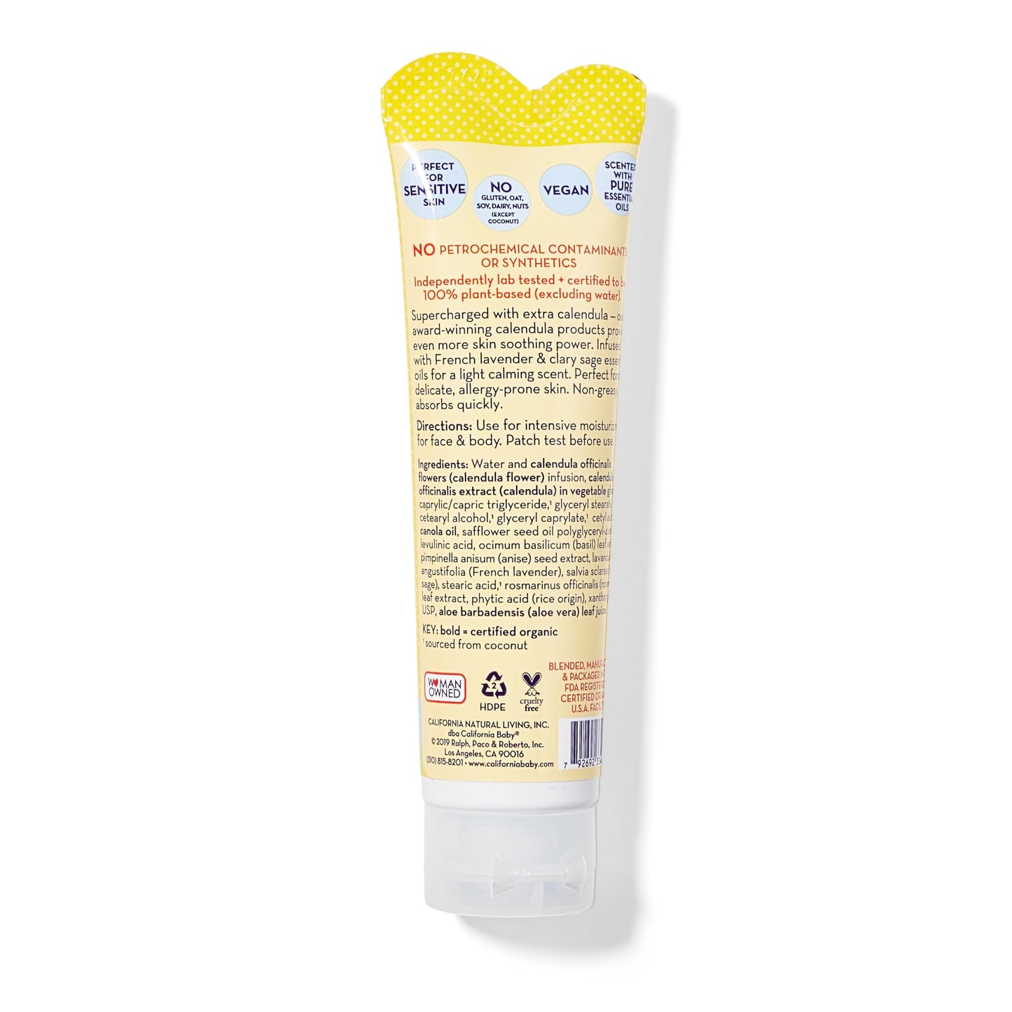 California Baby Calendula Cream | 100% Plant-Based Moisturizer | Lavender Baby Lotion | Face Moisturizer For Dry Skin | Hypoallergenic | 1.8 oz / 51g