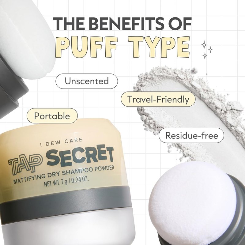 I DEW CARE Tap Secret Dry Shampoo Powder - Strengthening & Volumizing | Travel Size, Brunette, 0.24 Oz