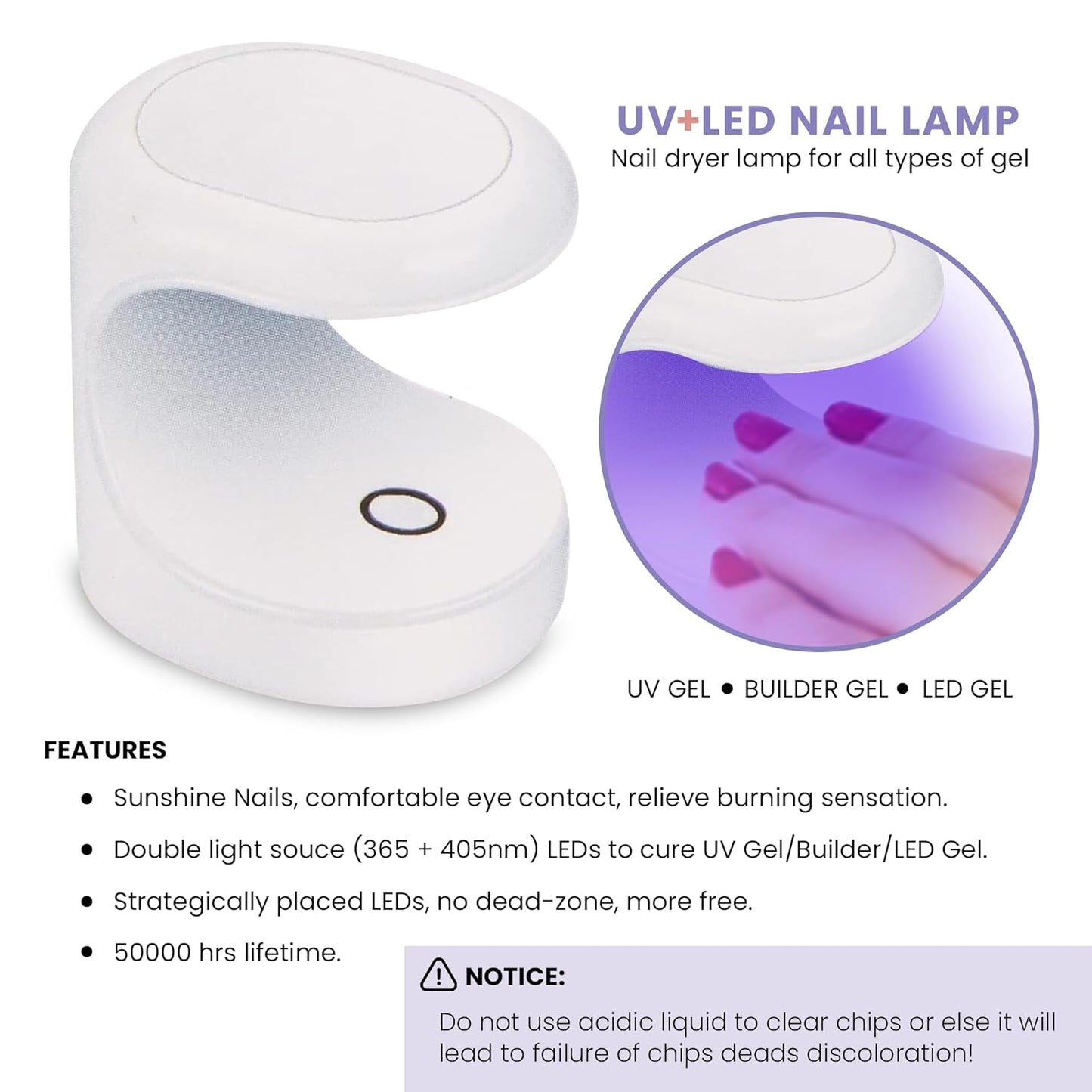 Soft Gel Nail Tips & UV Glue Gel Set - 240 Pcs Short Stiletto & Medium Square Extensions with Portable UV Light