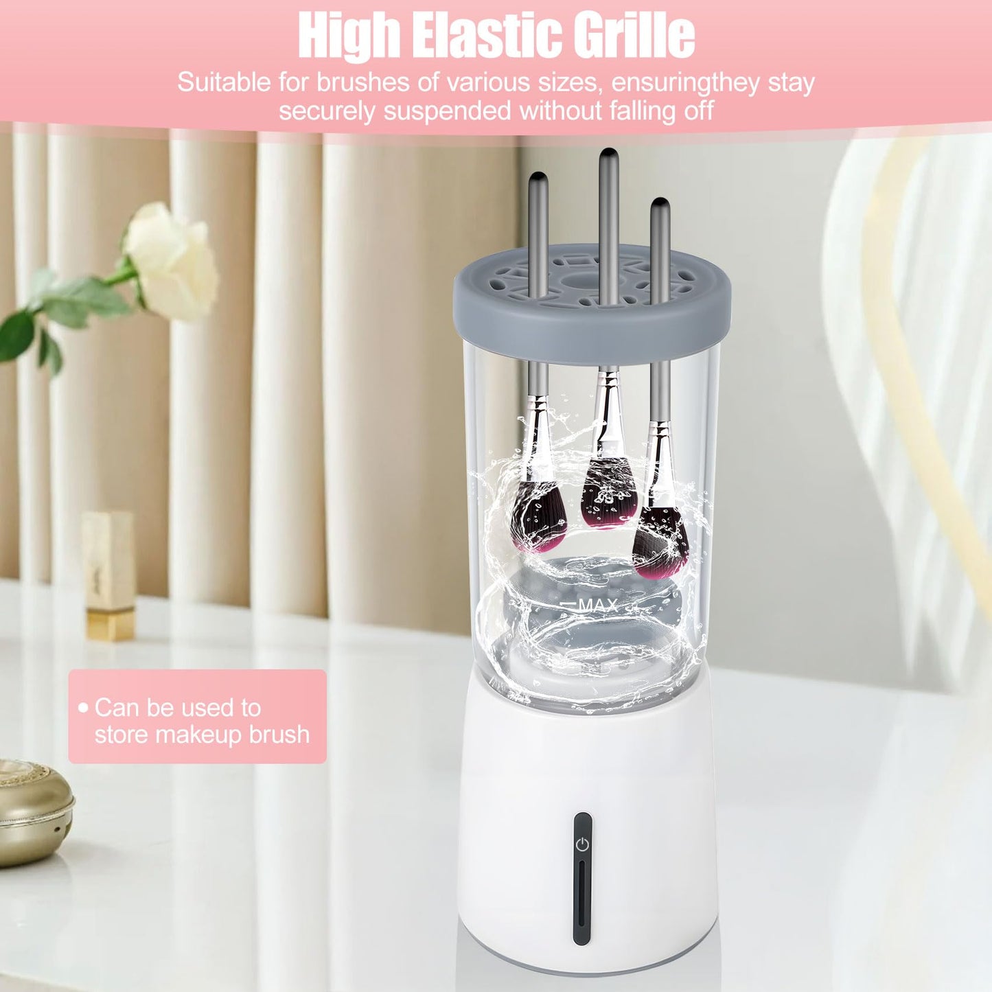 Electric Makeup Brush Cleaner, Automatic Cleaning Tool, IP65 Waterproof Auto Makeup Brush Cleaner, Suitable for Cleaning Makeup Sponges and Brushes