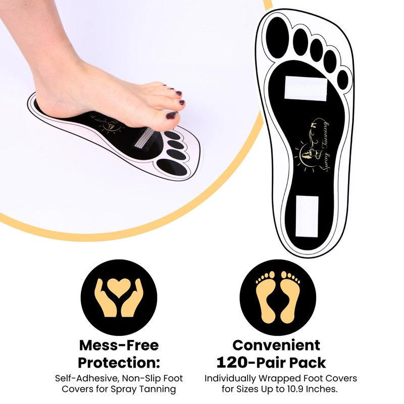 120Pairs(240Feets) Disposable Stick Spray Tanning Feet Pads Perfect for preventing spray tan solution,Deluxe & Hygienic Spray Tan Feet Pads-Ideal for Salons and Spas or Home,Easy to Apply