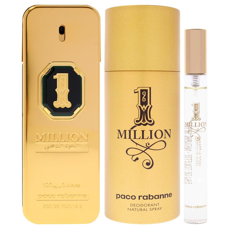 1 Million Golden Intense by Paco Rabanne for Men - 3 Pc Gift Set 3.4oz Parfum Spray, 0.34oz EDT Spray (Mini), 5.1oz Deodorant Spray