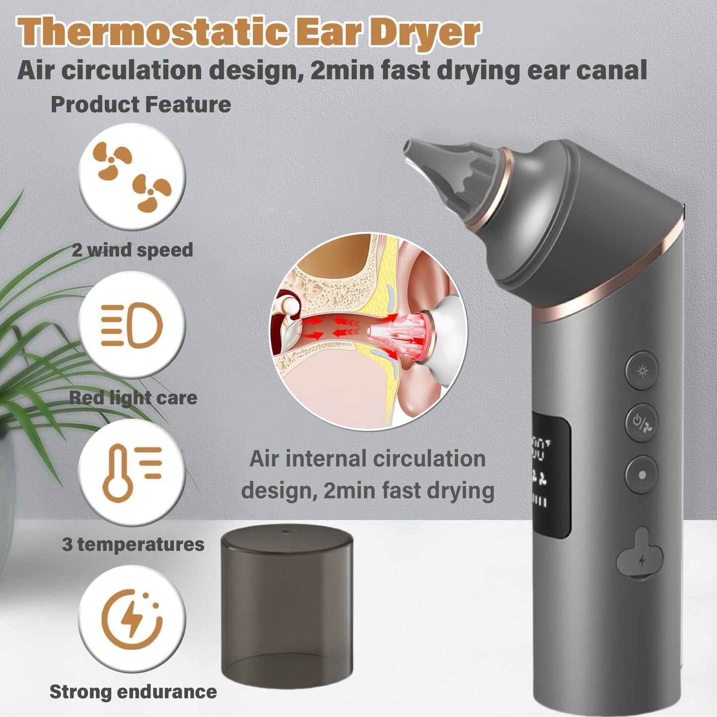 Ear Dryer Ear Blow Dryer Swimming Ear Moisture Swimmers Ear Drier Swim Ear Blower Electronic Ear Water Remover Rechargeable Battery Operated Ear Fluid Remover Ear Dryer for Swimmers Dry Ears，