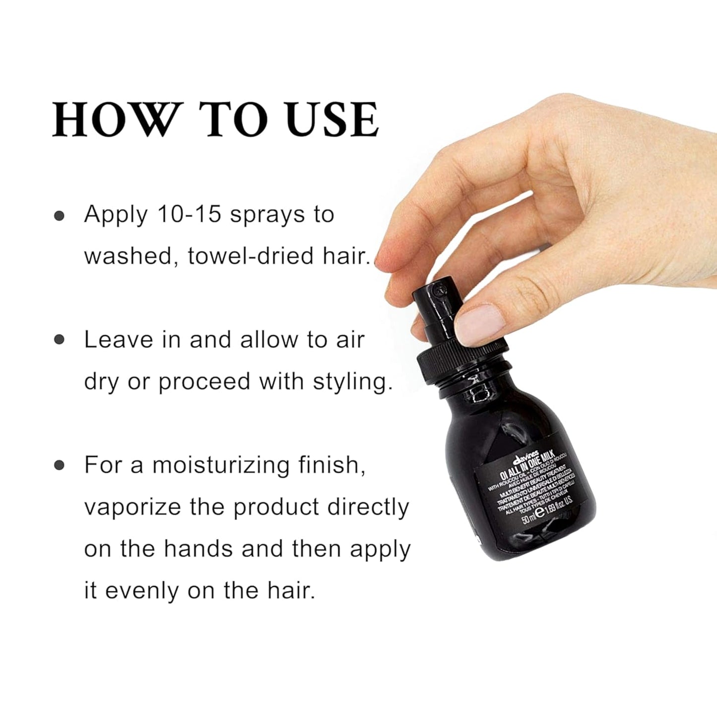 Davines OI All In One Milk - Multi-Function Leave-In Conditioner Spray | Detangles, Controls Frizz, Heat Protectant