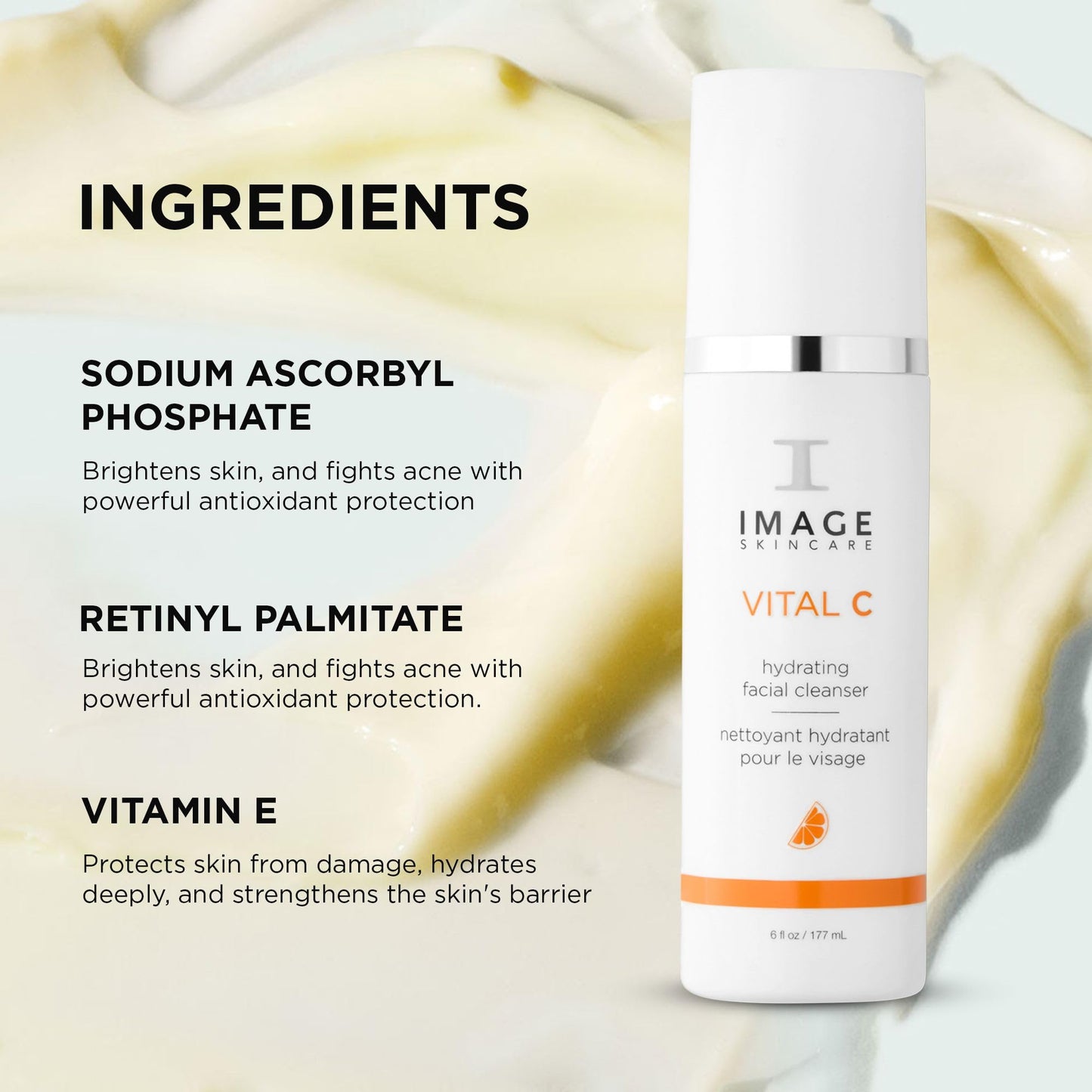 IMAGE Skincare,VITAL C Hydrating Facial Cleanser,Gentle Face Wash with Vitamin C,E and A,6 fl oz,(Pack of 2)