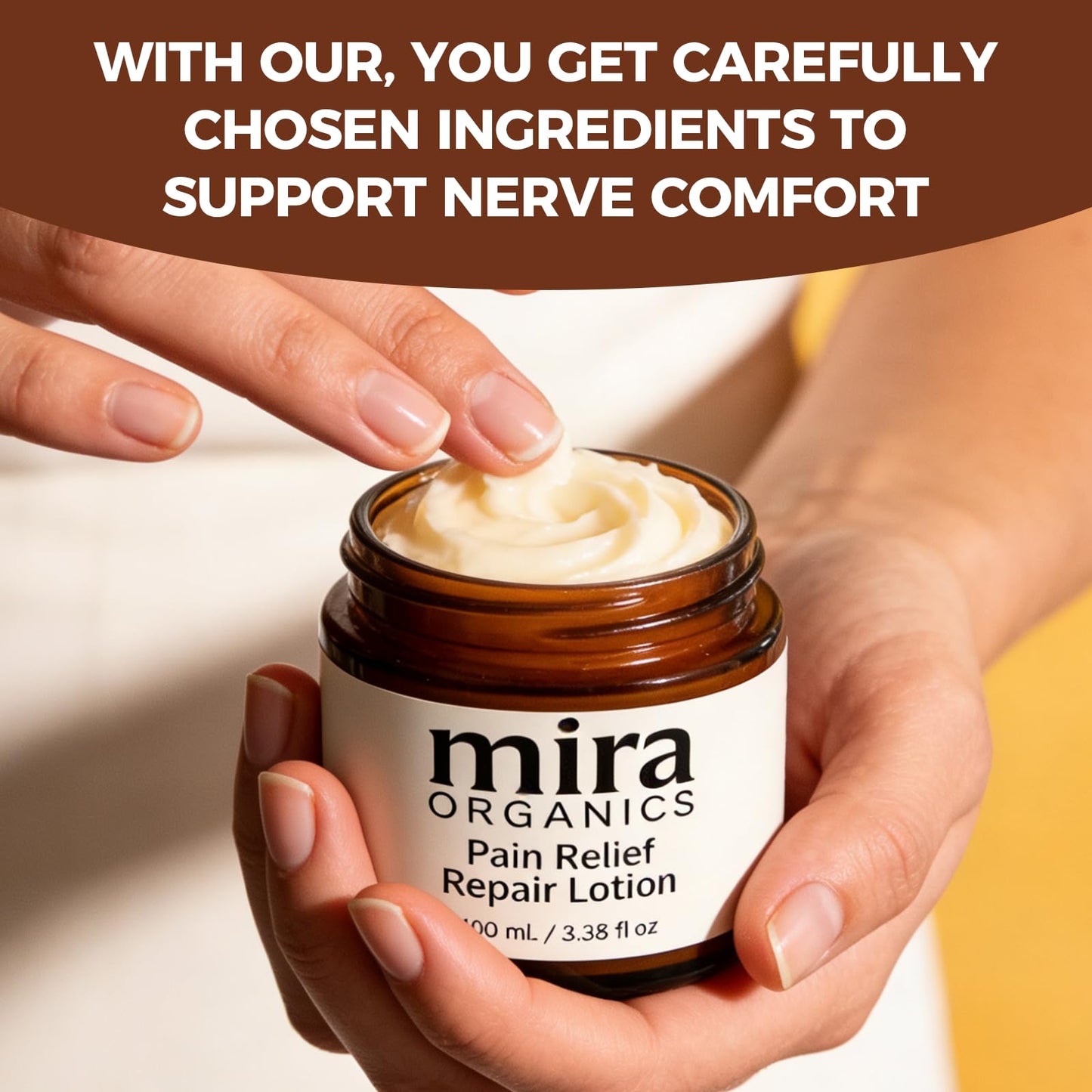 KUNLEN 2Pack Mira Pain Relief & Repair Lotion, Nerve Relief Cream for Hands, Wrists & Body, Non-Greasy Formula with Arnica, Magnesium & Botanical Extracts 3.38 fl oz