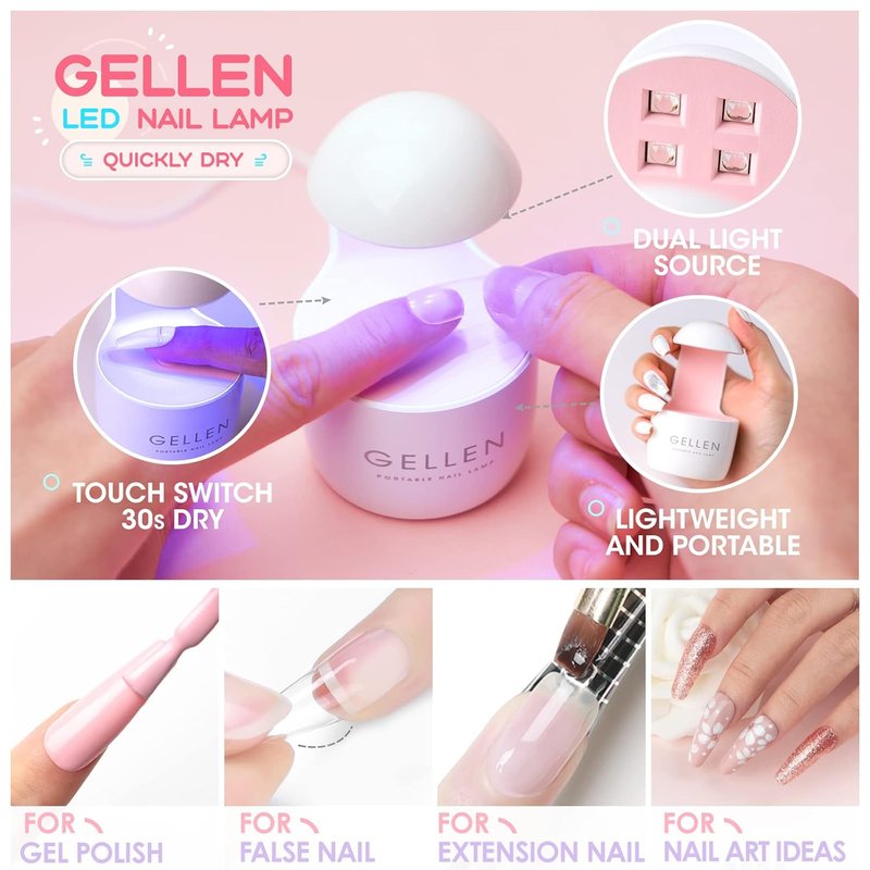 Gellen Gel Nail Extension Kit - Square Acrylic Tips & Top Coat | Complete Nail Art Set for Manicure