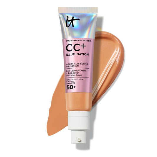 IT Cosmetics CC+ Cream Illumination (Rich) - Radiant Full Coverage Foundation With SPF 50+, Color Corrector & Hydrating Anti-Aging Serum, Hydrolyzed Collagen + Peptides - 1.08 fl oz