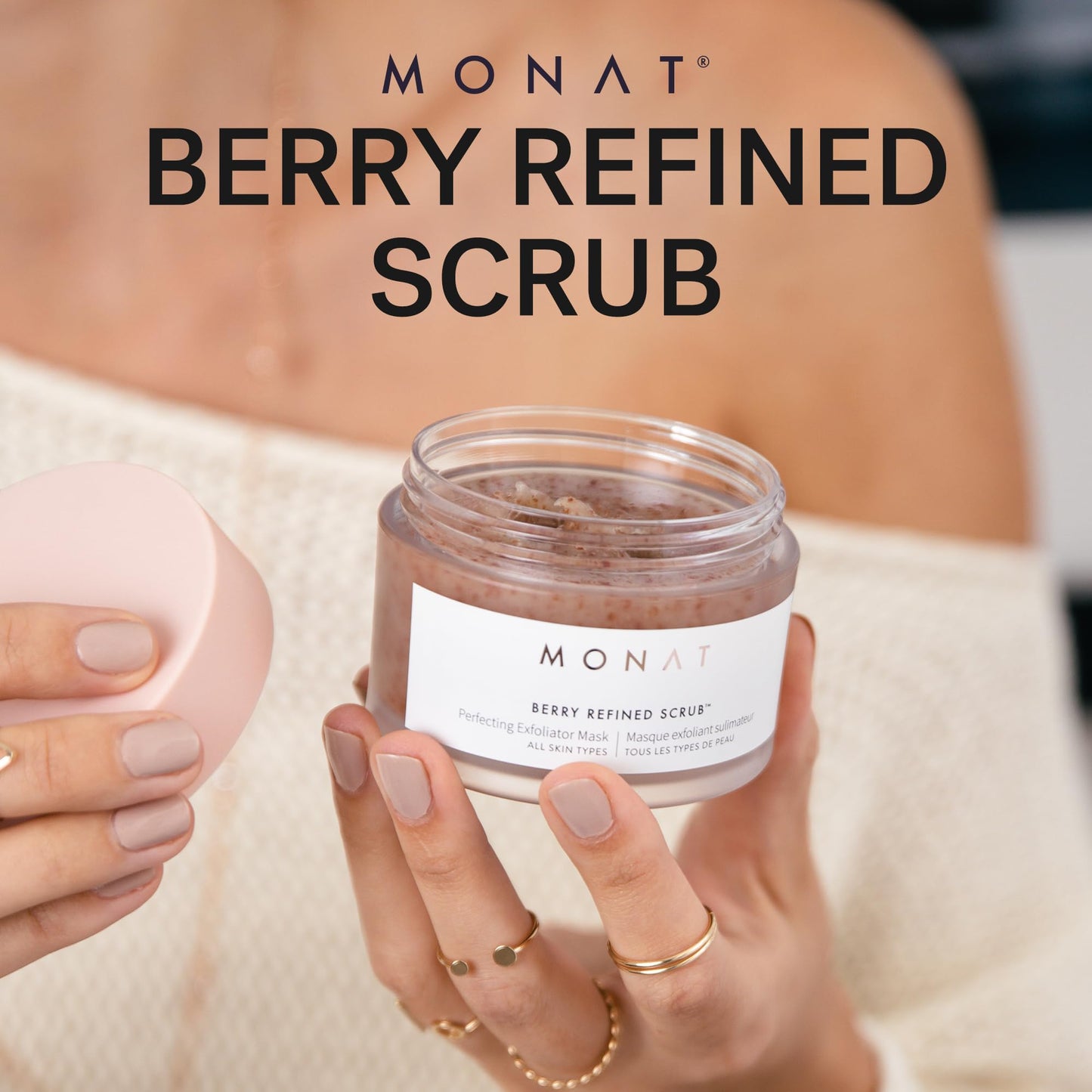 MONAT Berry Refined Scrub™ - Perfecting Exfoliator Mask with Skin-Brightening AHAs and Cranberry Seeds, 87ml
