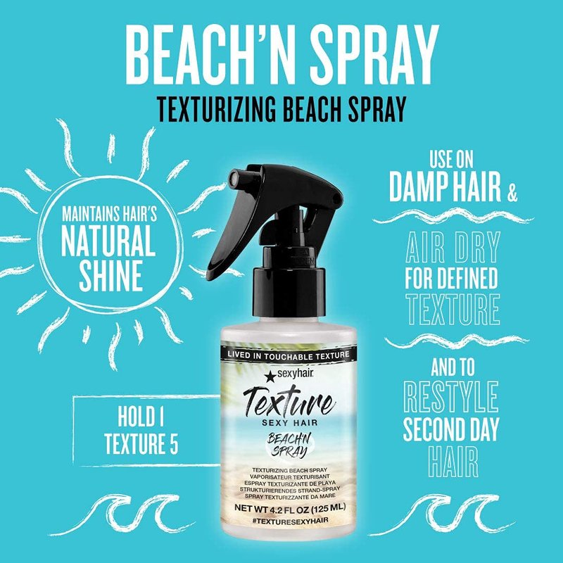 SexyHair Texture Beach'n Spray - Texturizing Beach Spray for All Hair Types | 4.2 Oz | Humidity Resistant