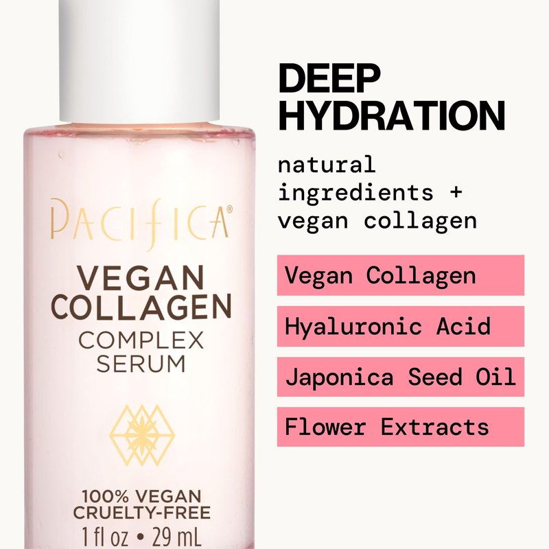 Pacifica Vegan Collagen Complex Face Serum Anti Aging Hydrating Serum w/Hyaluronic Acid for Plumping & Firming Collagen Boosting Facial Serum for Fine Lines & Wrinkles Clean Dermatologist Tested