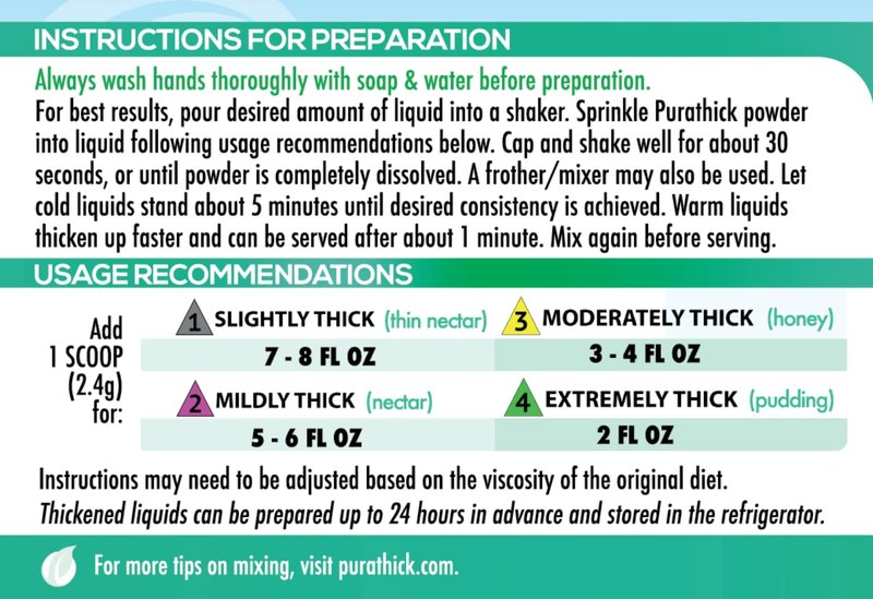 Purathick Natural Thickener, 4.4 oz, Thickens Hot and Cold Liquids for People with Dysphagia