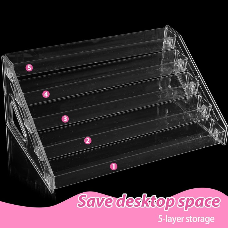 Acrylic Nail Polish Organizer - 5-Layer Sunglass & Eyeglasses Display Rack | Clear Makeup Storage Solution