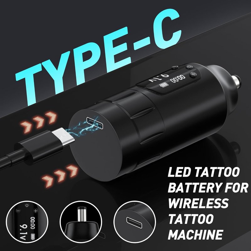 Wireless Tattoo Gun Kit for Beginners - Rotary Tattoo Machine with 1300mAh Battery & 10 Cartridge Needles | 45-Piece Set