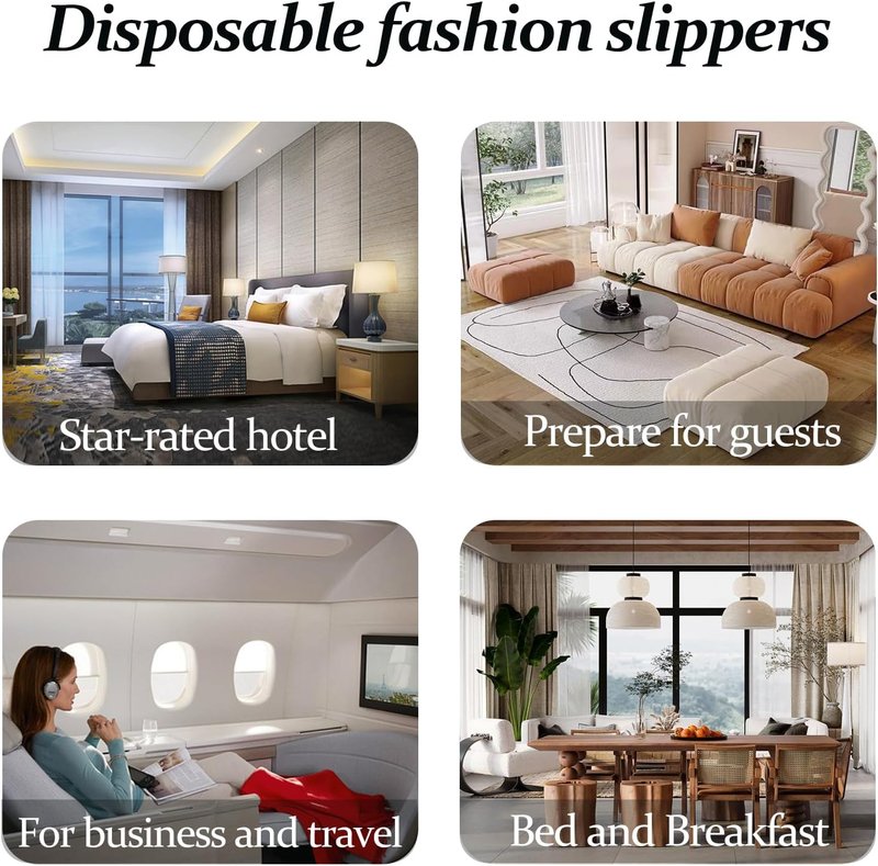 Spa Slippers for Guests - Washable & Reusable Jacquard Fleece | Closed-Toe Design for Hotel, Bathroom, Travel (6/10/12 Pairs)