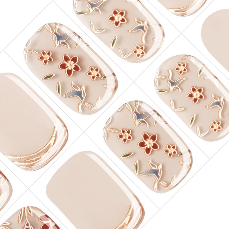 Semi Cured Gel Nail Strips - Oriental Design, Long-Lasting & Easy to Apply | Perfect for Beginners