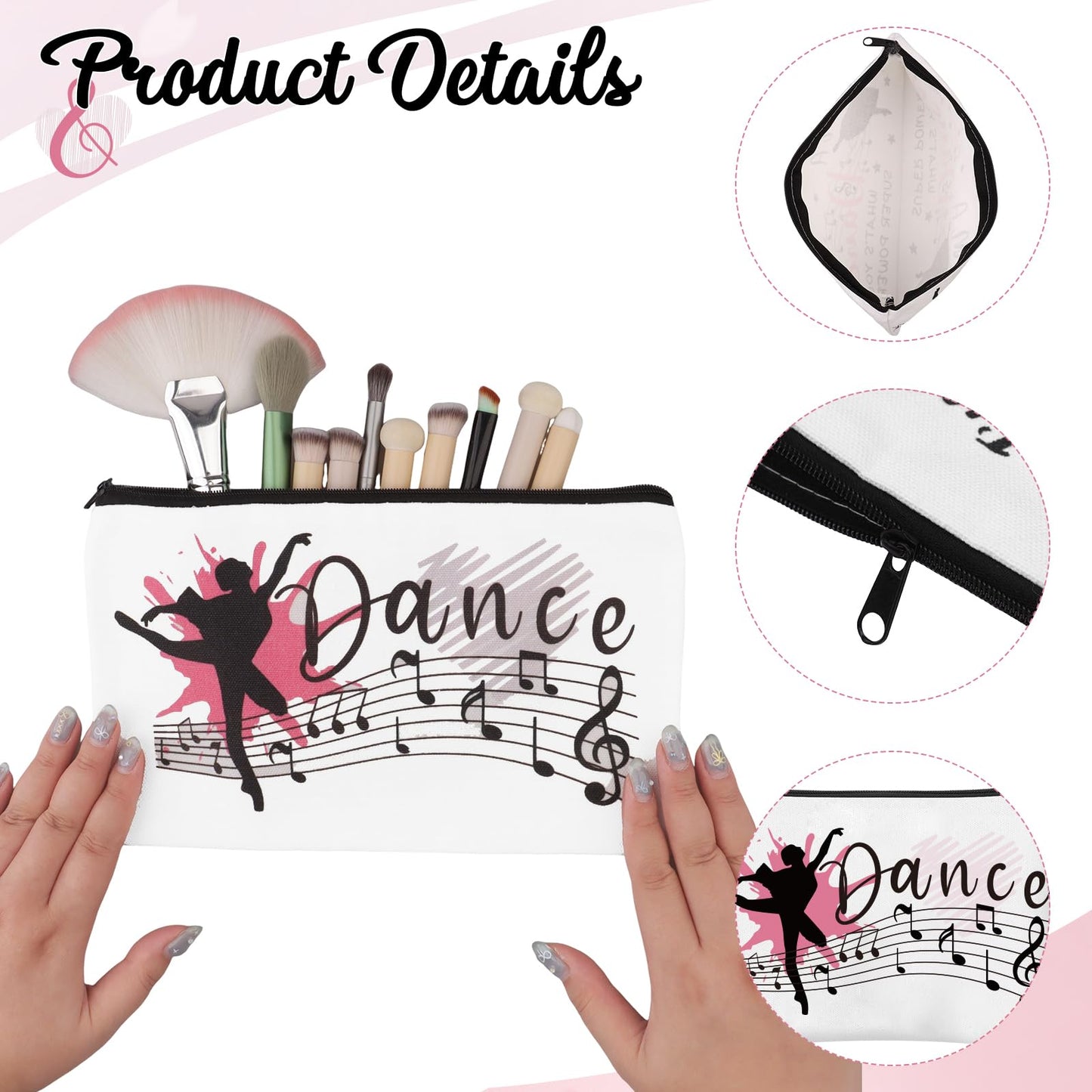 XEQWZVFR 40 Pcs Ballet Dancer Makeup Bag&Keychain Ballerina Makeup Bags Elegant Ballet Cosmetic Travel Organizer Toiletry Bags Inspirational Gift for Dancers Learner lover Thank You Gift for Teacher