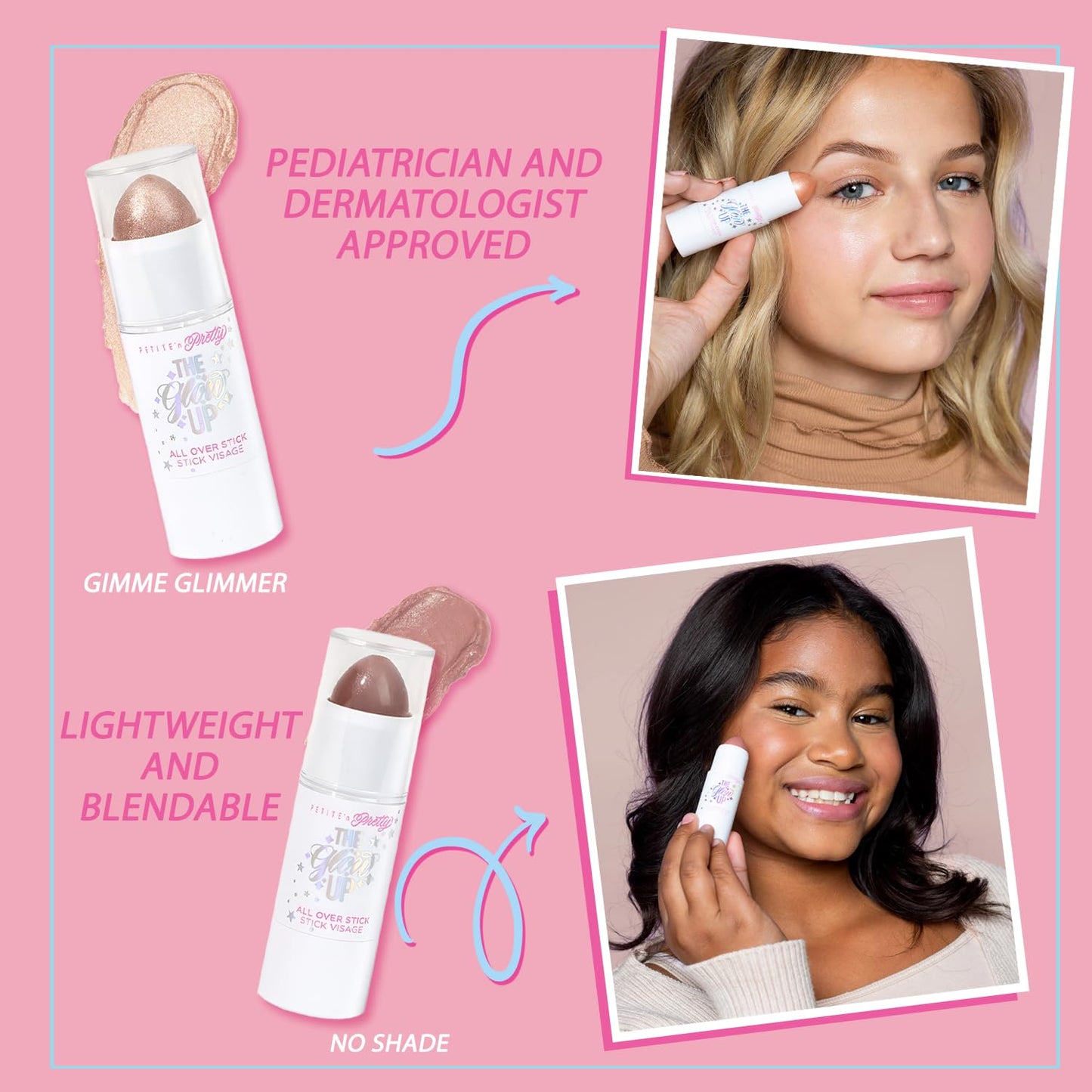 Multi Stick for Eyes, Lips & Cheeks - Creamy & Shimmery 2-Pack | Stay Golden Makeup for Kids & Teens
