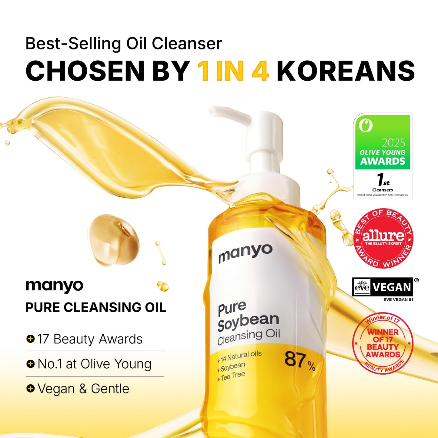 MANYO Pure Cleansing Oil, Natural Oil Cleanser for Face, Makeup Blackhead Remover, Korean Skin Care, 6.76 fl oz (200ml)