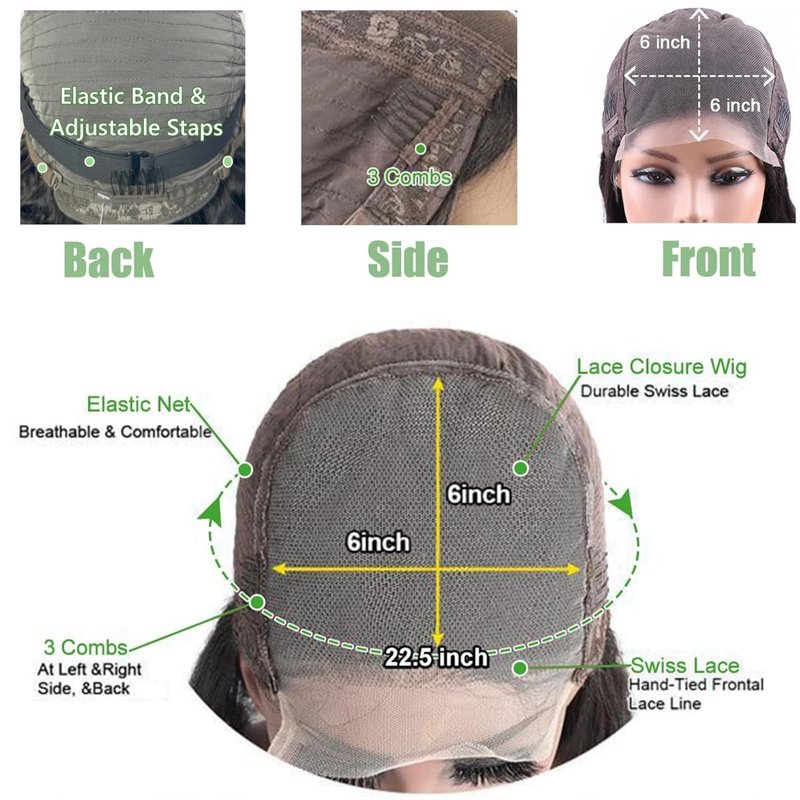Keytac Bob Wig Human Hair Lace Front Glueless Wigs for Black Women Pre Plucked 150% Density 100% Brazilian Virgin Human Hair (6x6 Lace Closure Bob Wigs, 12 Inch)