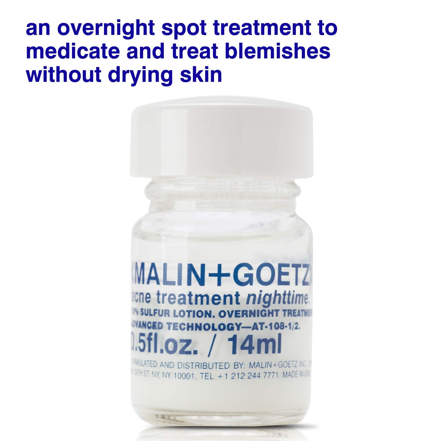 MALIN+GOETZ Acne Treatment Nighttime Overnight Spot Treatment 10% Sulfur, Salicylic Acid, Zinc Oxide, Camphor Calms Redness, Absorbs Oil, Helps Prevent Scarring Vegan + Cruelty-Free (0.5 Fl Oz)