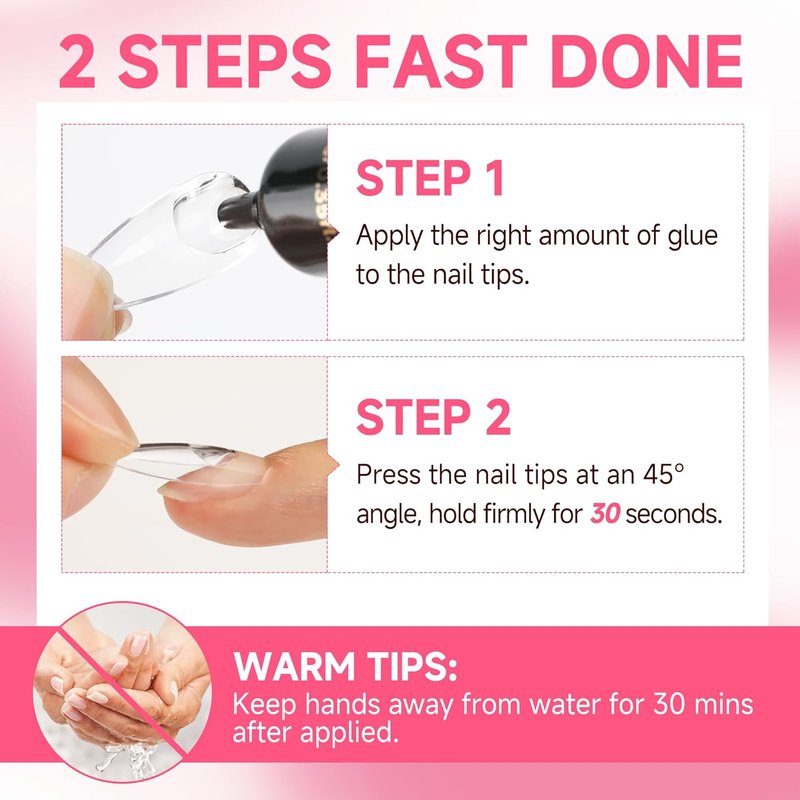 Solid Nail Glue for Press-On Nails - Super Strong Semi Nail Gel | Fast Curing 10ml (2-Pack)