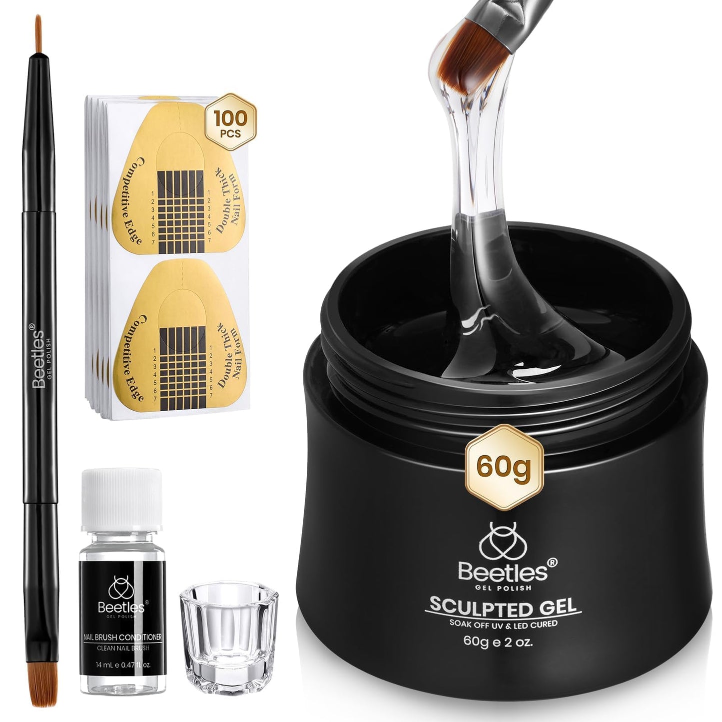 Beetles Hard Gel Kit-3 Colors 9 in 1 Nail Extension Sculpting Building Apex High Hardness for Salon Professionals Tech Use,Nude Pink Clear Builder Nail Gel with Base&Top Coat,UV&LED Lamp Cured Needed