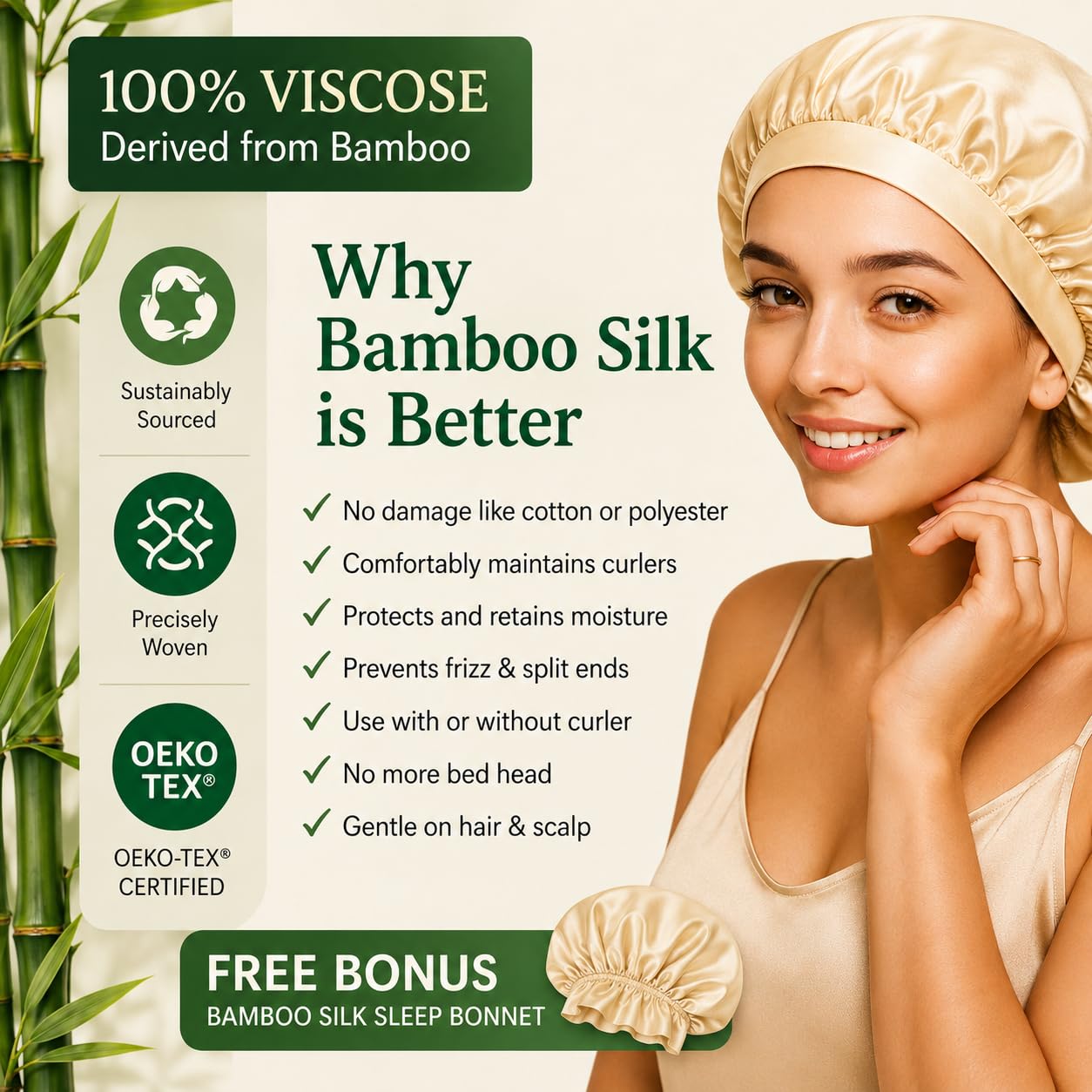 Sleep ‘N Curl Heatless Bamboo Silk Hair Curling Kit with Bonnet