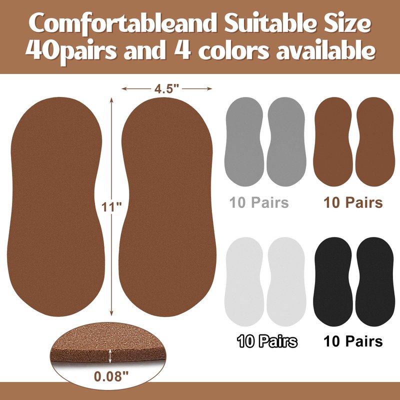 Suhine 40 Pairs Spray Tan Feet Pads Bulk Disposable Foam Sticky Spray Tanning Accessories Feet Sunless Tanning Home or Beauty Salon Supplies (Dark Color)