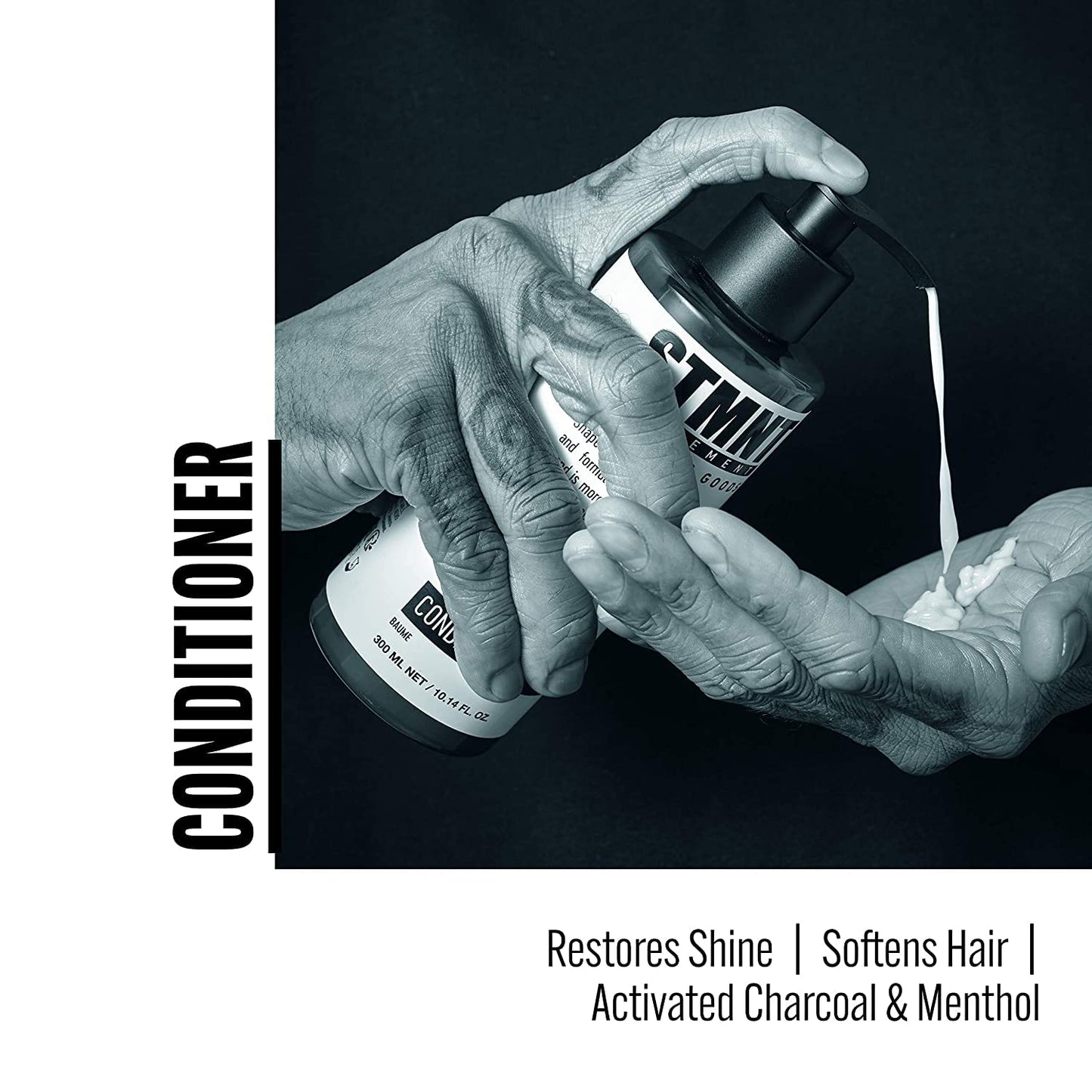 STMNT Grooming Goods Conditioner, 22.8 oz | Softens Hair | Restores Shine | Moisturizing Formula w/Activated Charcoal & Menthol | All Hair Types