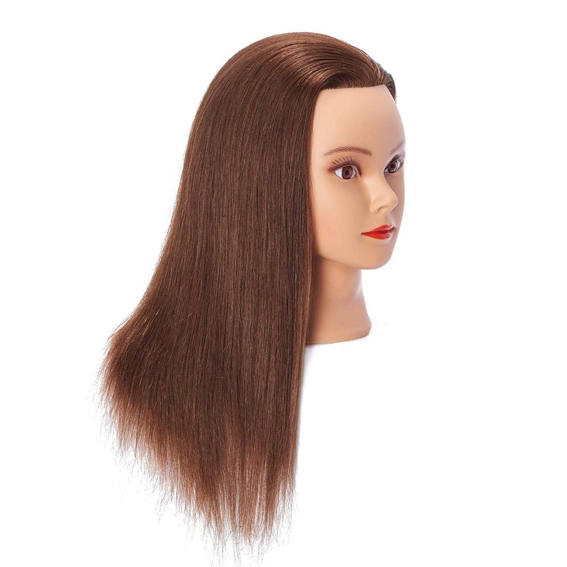 Mannequin Head - 20-22'' Human Hair Styling Training Head for Cosmetology Practice | Includes Stand