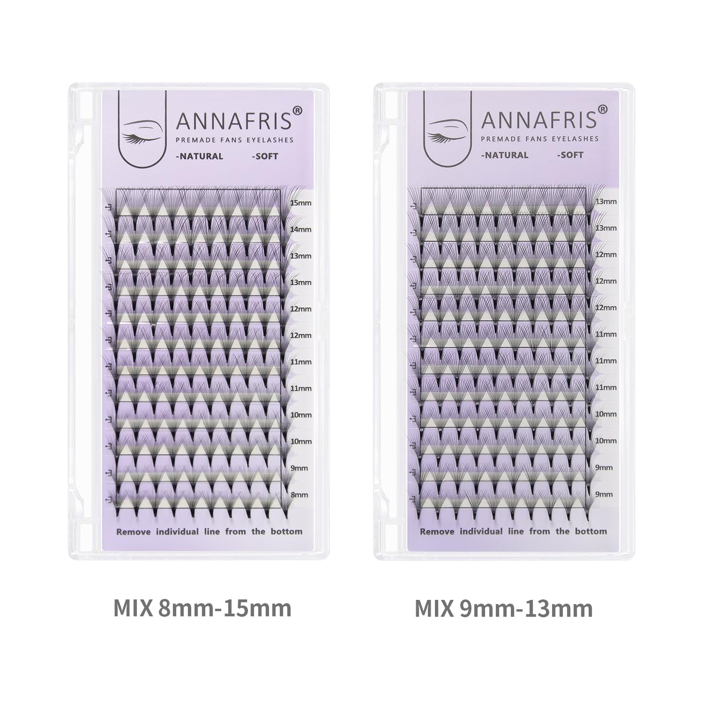ANNAFRIS Premade Fans Eyelash Extensions 20D Thickness 0.05 D Curl 8-15mm Mix Short Stem Pointy Base Premade Volume Lash Extensions C D Curl(20D-D-0.05,8-15mm Mix)