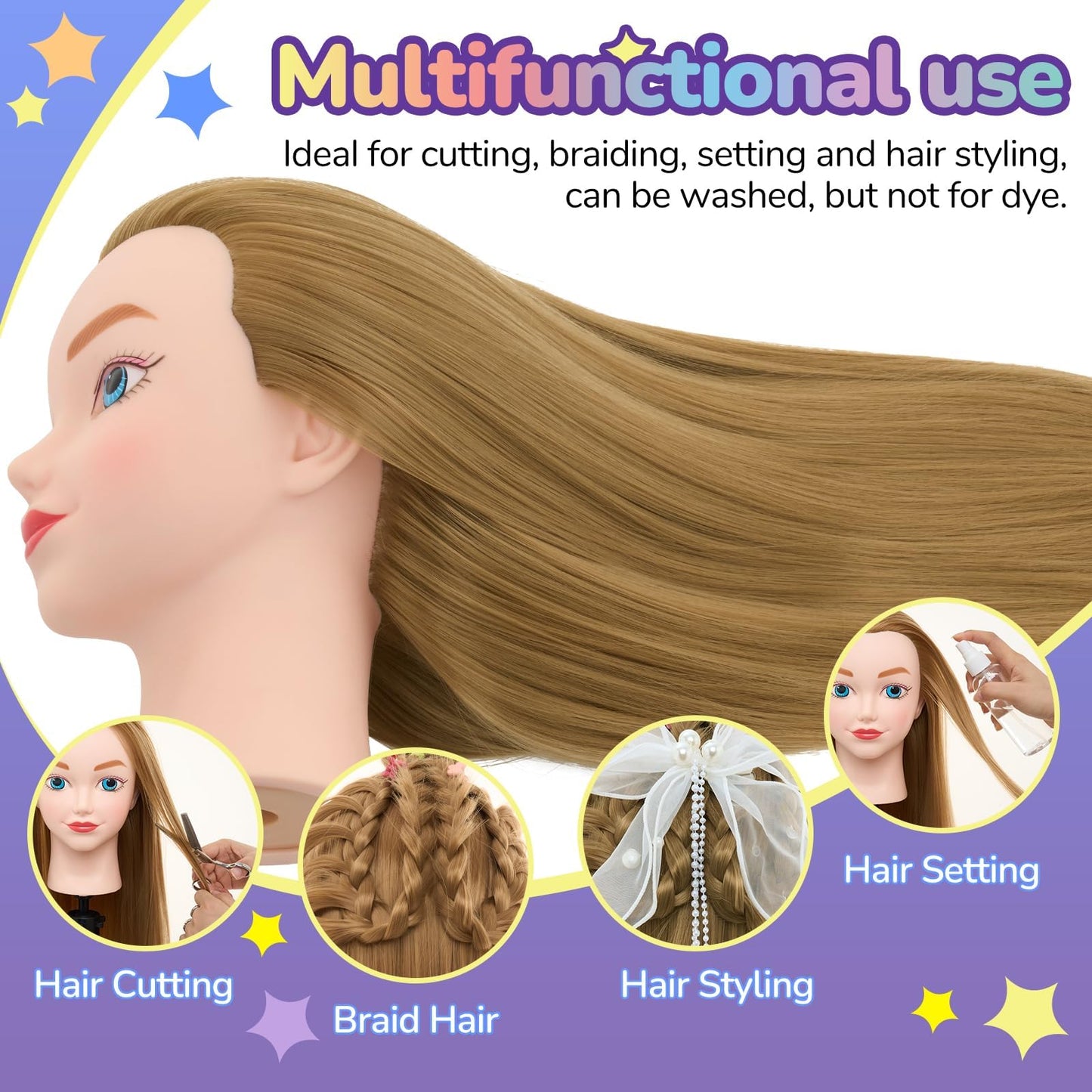 Mannequin Head for Kids - Doll Head for Hair Styling for Kids, Cosmetology Manikin Practice Training Head for Braiding Hairdressing for Girls #27