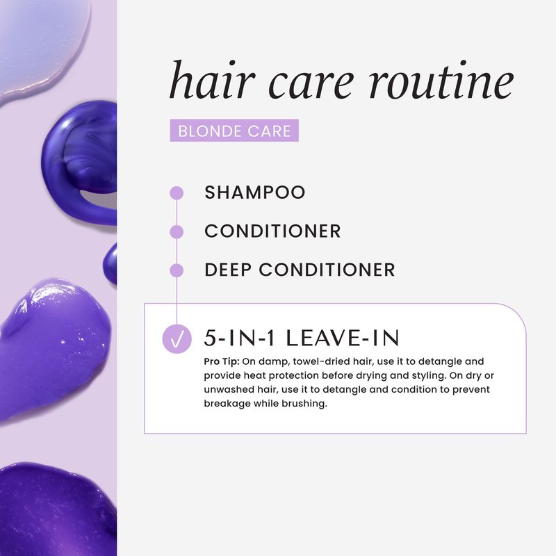 HASK BLONDE CARE 5-IN-1 Leave-In Spray Conditioner - vegan formula, cruelty free, color safe, gluten-free, sulfate-free, paraben-free
