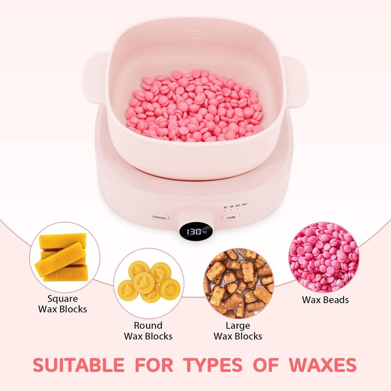 Professional Wax Warmer for Hair Removal - Adjustable Temperature, Digital Display & Timer | Silicone Bowl Included