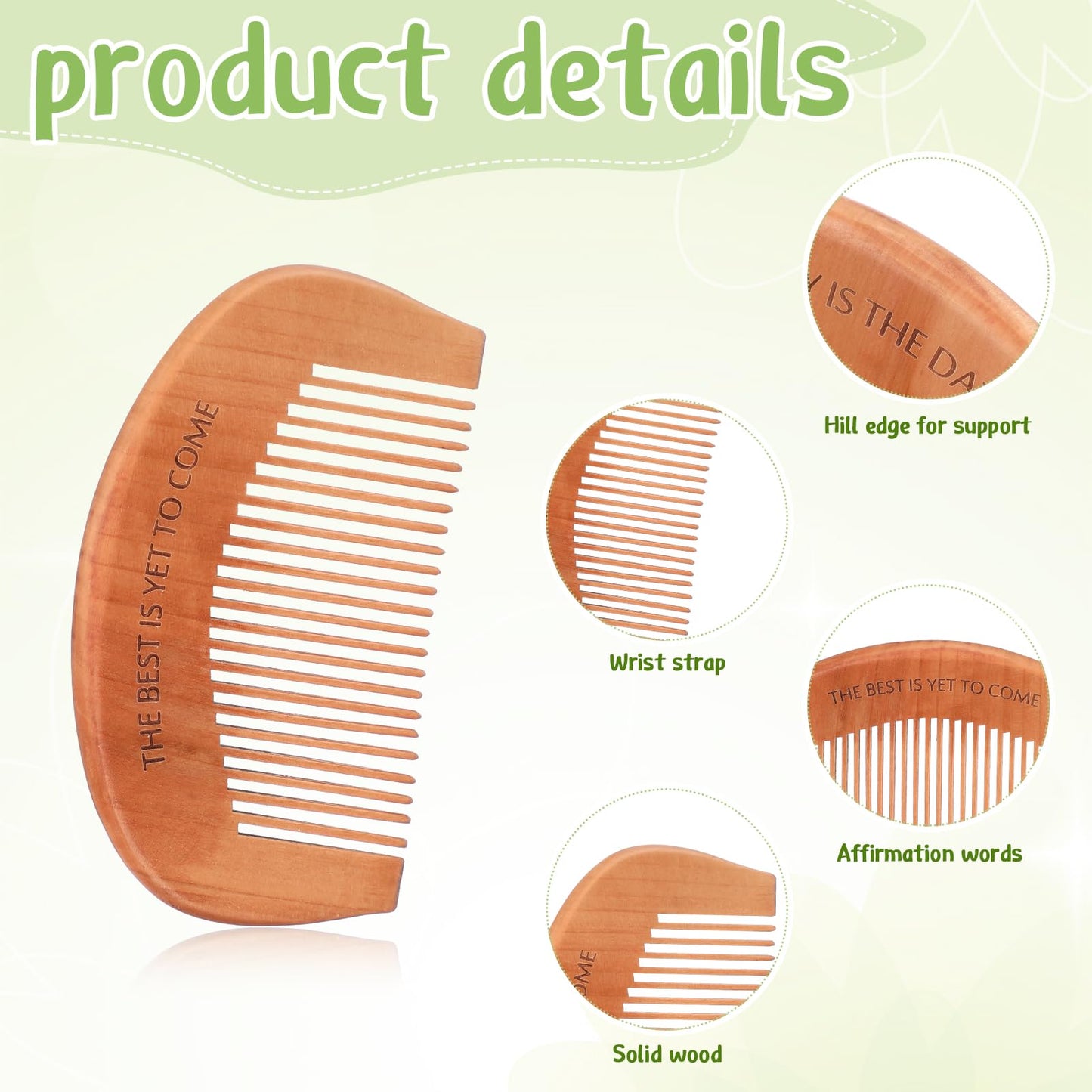Yiyiring 20 Sets Birthing Comb Labor Pain Labor Combs with Affirmation Card for Pregnant Women Wooden Engraved Stress Bitrh Relief Comb for Delivery Support Relief Self Care New Mom Gifts