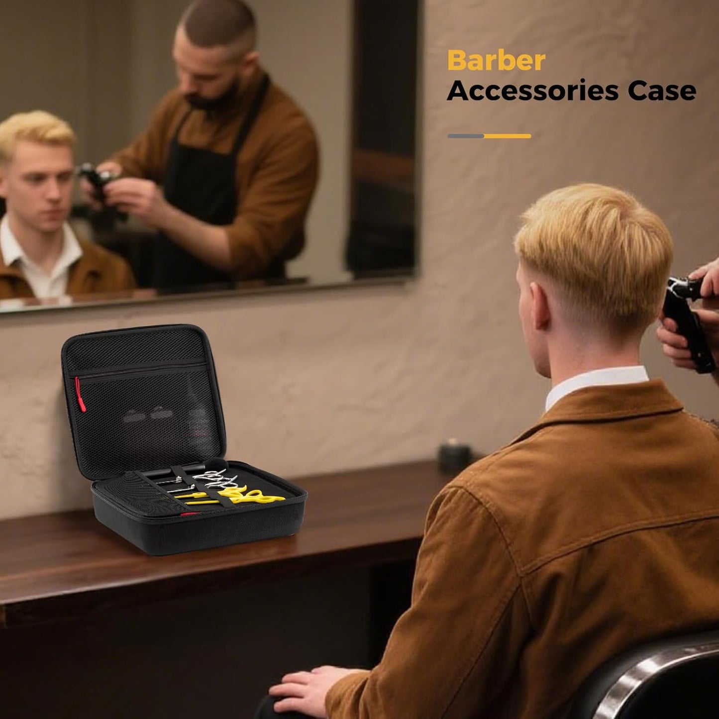 ProCase Hard Barber Accessories Case - Travel Bag for 3-4 Hair Clippers & Supplies | Portable Organizer in Black
