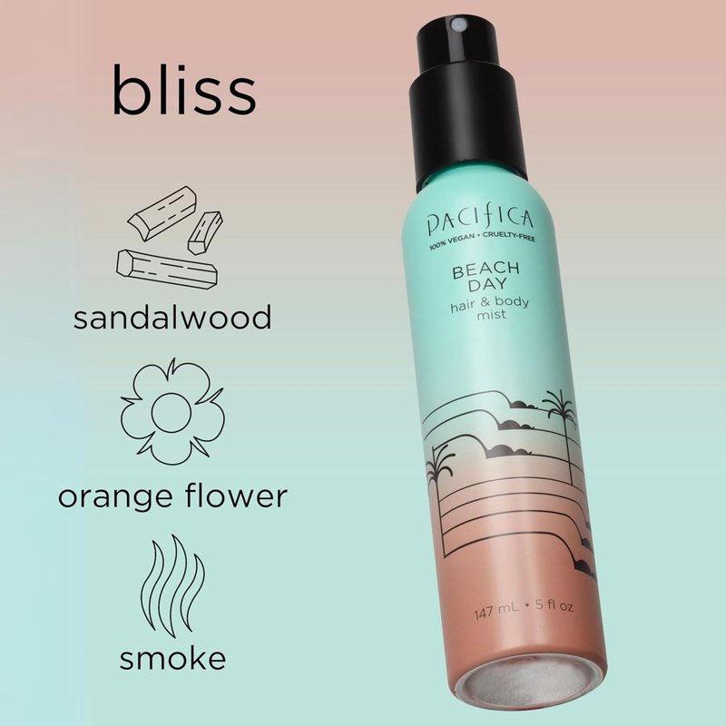 Pacifica Beach Day Hair Mist & Body Spray for Women - Bergamot, Orange Flower, Sandalwood, Amber, Musk | Alcohol-Free, Vegan, 5 oz