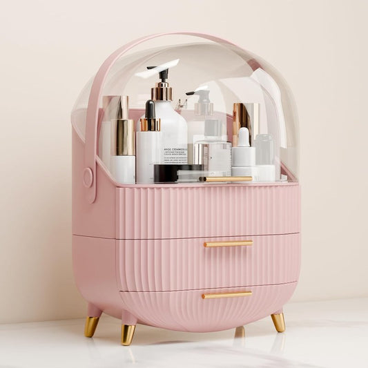 Vanity Organizer - Pink Beauty Storage with Lid & Drawers | Perfect Gift for Teen Girls (Ages 10-18)