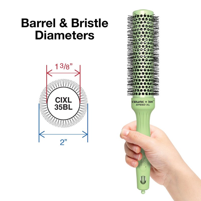 Olivia Garden Ceramic + Ion Speed XL - Extra-Long Round Thermal Hair Brush - Not Electrical - Professional Blowout Brush for Normal to Thick Hair - 4 1/4" - Diameter Barrel - 715-CIXL55BL