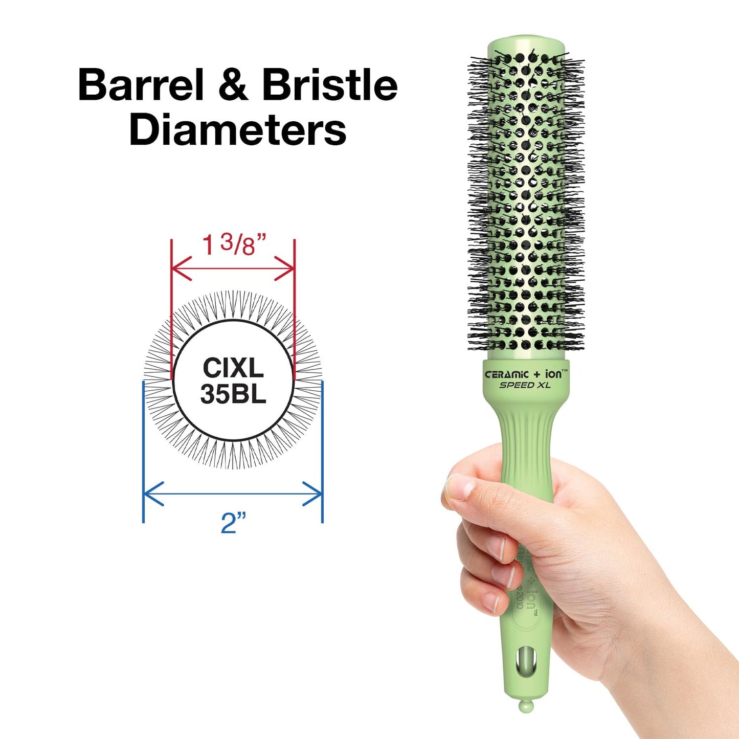 Olivia Garden Ceramic + Ion Speed XL - Extra-Long Round Thermal Hair Brush - Not Electrical - Professional Blowout Brush for Normal to Thick Hair - 4 1/4" - Diameter Barrel - 715-CIXL55BL
