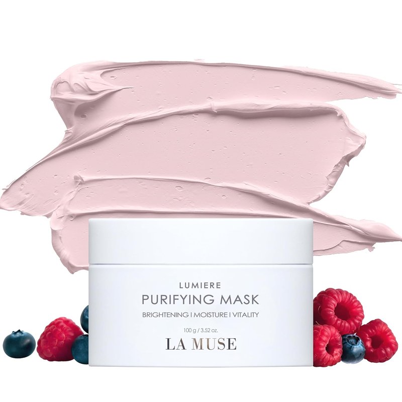 Lumiere Purifying Clay Mask - Korean Deep Pore Cleanser for Oily Skin | Detoxifying Kaolin & Antioxidant Berry Complex