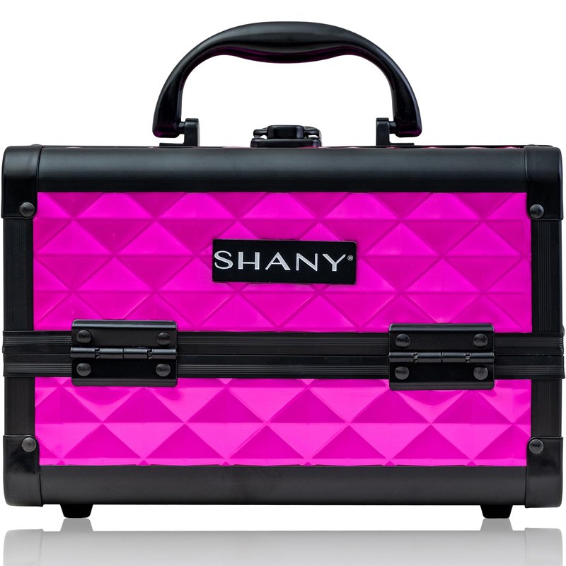 SHANY Chic Makeup Train Case Cosmetic Box Portable Makeup Case Cosmetics Beauty Organizer Jewelry storage with Locks, Multi trays Makeup Storage Box with Makeup Mirror - Polite PINK